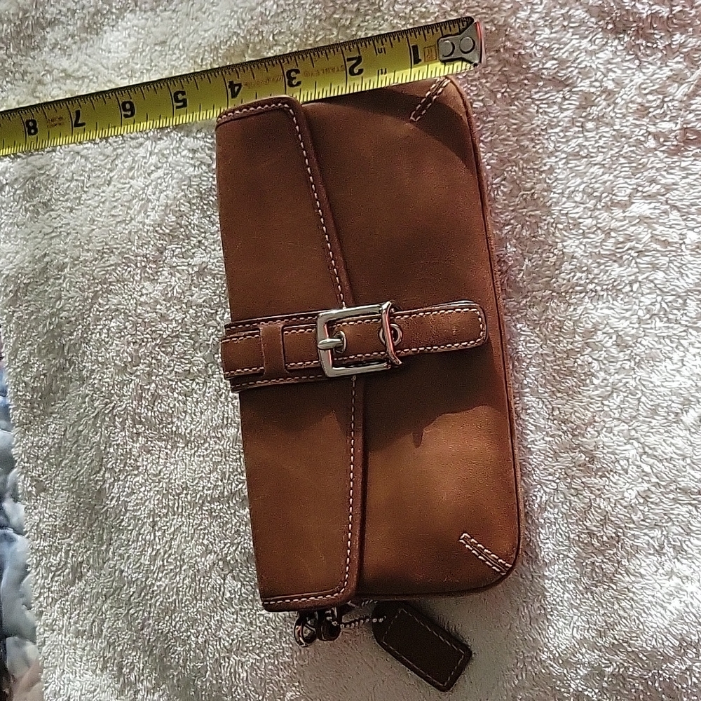 Coach brown leather wristlet